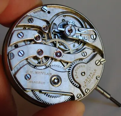 Antique C.H. Meylan Brassus 17 J Pocket Watch Movement COPPER DIAL WORKING 38MM • $465