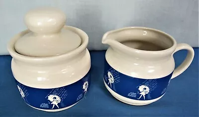 Morton Salt Umbrella Girl ~ 3 Piece Set ~ Creamer ~ Sugar Bowl & Lid • $7.85