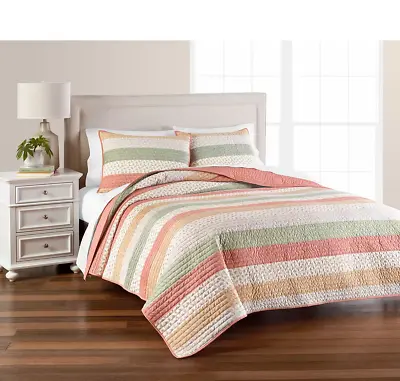 BEAUTIFUL Martha Stewart Ditsy Corduroy KING Quilt MULTI  COLOR- $260 • $89.99