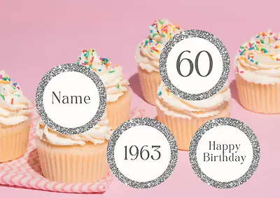 Edible 20 X  Personalised 60TH BIRTHDAY Cupcake Toppers  1964 Wafer/icing Uncut • £4.80