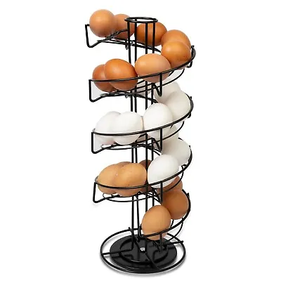 HEFTMAN Spiral Egg Holder Stand Dispenser Kitchen 32 Eggs Helter Skelter Rotate • £15.99