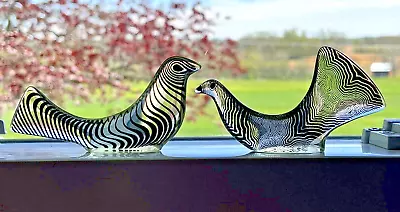 Lovely Pair Of VTG Black And Clear Dove Sculptures By Artist Abraham Palatnik • $69