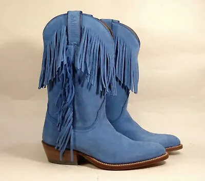 £89.10 • Buy Sancho Spain Leather Women’s Fringe Cowboy Boots Size US 6 Eur 36
