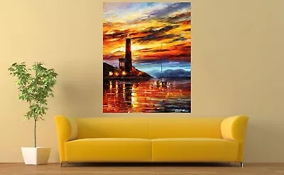 Leonid Afremov SUNSET BY THE LIGHTHOUSE .Painting Canvas Wall Art Picture Print • £106.25