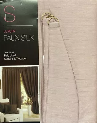 Dusky Pink 90  X 72  Pencil Pleat Unlined Ready Made Curtains Tie Backs • £28.99