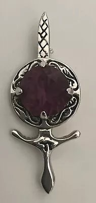 Vintage Signed DB Scottish Celtic Thistle Purple Crystal BROOCH Pin Jewellery • $28.99