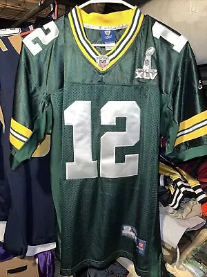 Green Bay Packers Aaron Rogers #12 Superbowl XLV Jersey Reebok Sewn Size 48 • $41