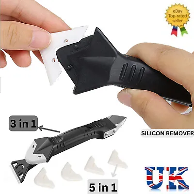 £4.59 • Buy 3 In 1 Silicone Trowel & Scraper Sealant Caulking Tool Kit Mould Removal UK
