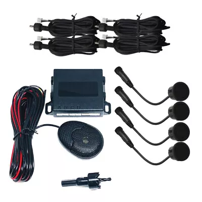 STEELMATE EBAT Matt Black Rear Reversing Parking Sensors 4 Sensor System PTSC1 • £41.95