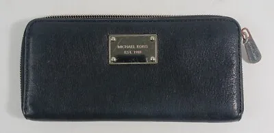 MICHAEL KORS Black Saffiano Leather Zip Around Wallet CONTINENTAL JET SET • $15