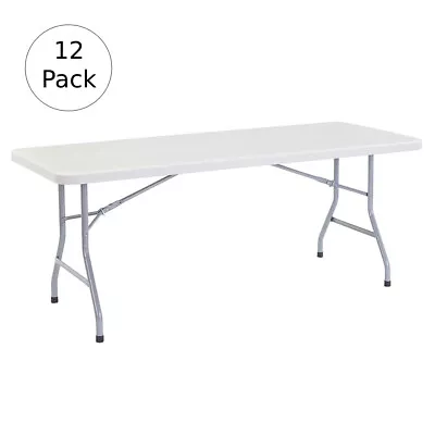 Folding Table 6 Foot Heavy Duty Plastic Portable 30x72 By Ontario White 12 Pack • $1663.95
