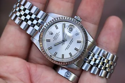 Vintage 1972 Rolex DateJust 36mm Ref. 1603 “Silver Wide Boy Dial” • $4200