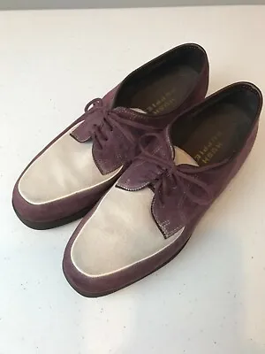 VTG Hush Puppies Two Tone Suede Leather 50s STYLE  Shoes SZ 7M Violet/white • $35.99