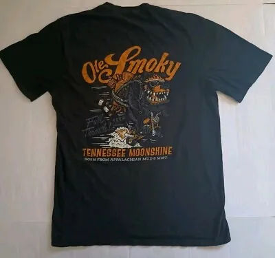 Ole Smokey Tennessee Moonshine Graphic Print Black T-shirt Medium • $12