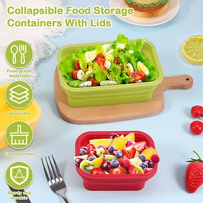 8Pcs Collapsible Food Storage Containers Colorful Silicone Collapsible CC • £33.96