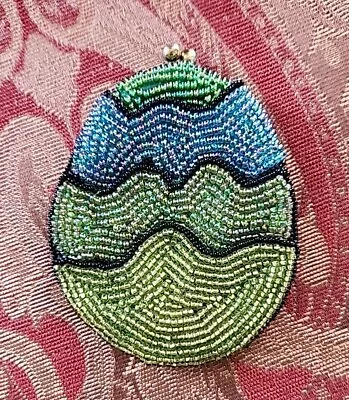 Vintage Green And Blue Beaded Coin Purse • $10