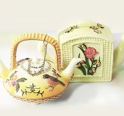Vintage Miniature TEAPOT Lot NINI Sarna Sakiba RADIANCE Trinket Box Tea Lover • $15.99