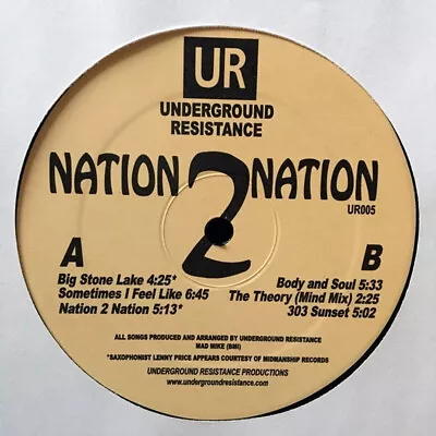 Underground Resistance - Nation 2 Nation (Vinyl 12  - 1991 - UK - Reissue) • £15.50