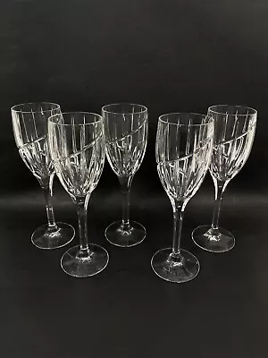 Mikasa Crystal UPTOWN 8 1/8  Wine Glasses Swirl Cut Set Of 5 • $49.95