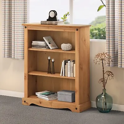 Corona Bookcase 2 Shelf Small Low Storage Living Room Pine By Mercers Furniture® • £57.99