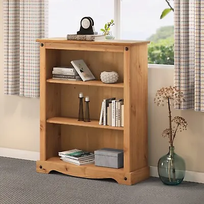 View Details Corona Bookcase 2 Shelf Small Low Storage Living Room Pine By Mercers Furniture® • 57.99£