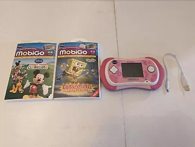 Pink Vtech Mobigo 2 Touch Learning Console With SpongeBob And Mickey Mouse Games • $37