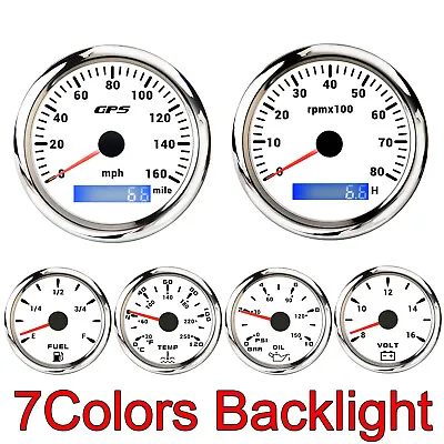 6 Gauge Set GPS Speedometer 0-160 MPH Gauge Waterproof For Car Marine Boat Truck • $128.39