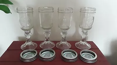 4 Ball Stemmed Mason Jar Wine Glass Goblet Pint Sizes • $36.28