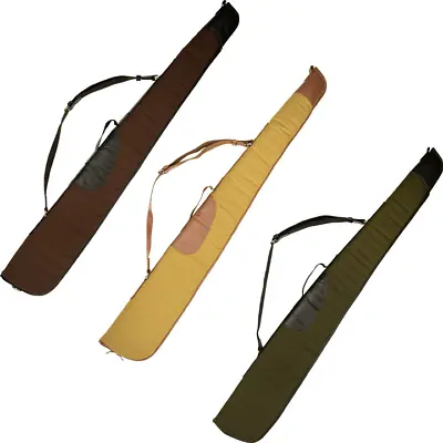 JACK PYKE CANVAS SHOTGUN SLIP 140cm LEATHER STRAPS GUN BAG SHOOTING HUNTING • £56.99