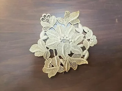 Vintage Schiffli Venice Lace Floral Motifs - Ivory Cotton - Never Used • $3