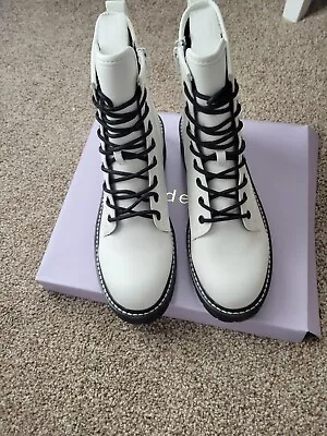 Madden Girl Carra White Pari Combat Boots Size 9 New In The Box • $59.99