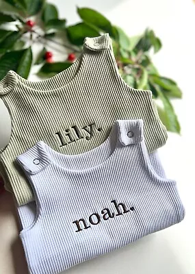 DreamBuy Personalised Baby Dungarees Romper | Embroidered Baby Overalls • £14.99