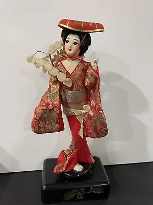 Vintage Nishi Japanese GEISHA Doll MUSIC BOX ROTATING Works • $50