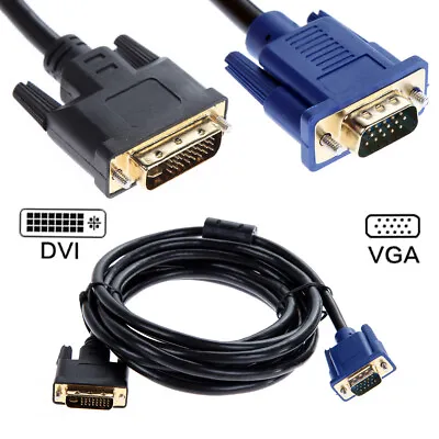 DVI 24+5 Dual Link DVI-I To 15 Pin VGA D-Sub Video Cable Adapter Converter Lead • £3.94