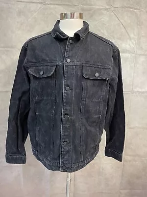 October's Very Own Men's Black Button Front Monogram Trucker Jacket Size XL • $139.99
