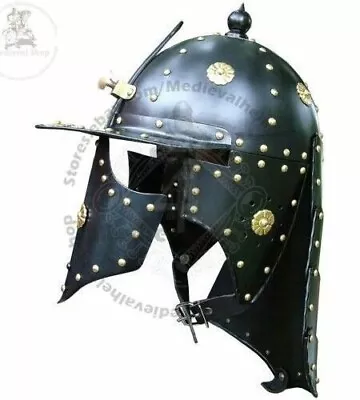 Medieval Hussars Armor Steel Combat Hussars Preowned Leather Armor Knight Helmet • $179