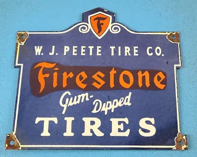 Vintage Firestone Tires Porcelain Gas Gum Dipped Service Station Pump Plate Sign • $142.47
