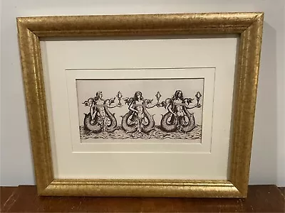 Twin Tailed Mermaids Sirens Gold Framed Art Print 11x9 Ballet Comique Starbucks • $34.99