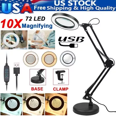 $29 • Buy Magnifier LED Lamp 10 Magnifying Glass Desk Table Reading Light With Clamp Stand