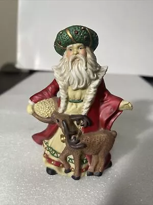 Midwest Of Cannon Falls Vintage Santa Figurine Feeding Reindeer Old World Saints • $18