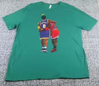 Canvas Kobe Bryant & Michael Jordan T-shirt Mens XXL 100% Cotton Green • $19.98