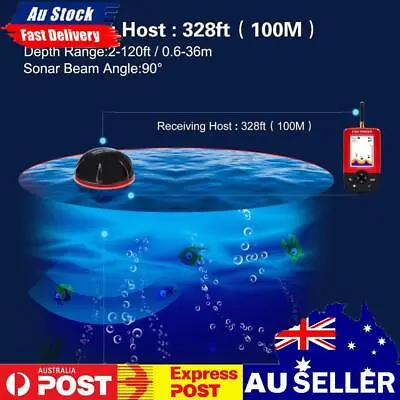 Echo Sounder Wireless Sonar Fish Finder LCD Screen 100m Depth Locator Fishfinder • $102.51