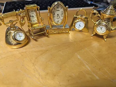 Timex Collectible Desk Clock Lot Of 5 Mini-Clocks - Rocking Chair Mirror Phone • $55