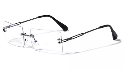 Men Metal Rimless Anti-Blue Blocker BIFOCAL Reading Glasses - Rectangular Reader • $15.95