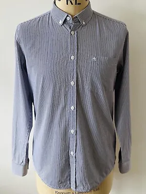 00s Merc London Long Sleeved Blue Pinstripe  Shirt Button Down Mod 60s M SLIM • £12