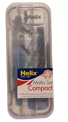 Helix Compact Maths Geometry Set With Compass Ruler Protractor Squares Sharpner  • £2.80