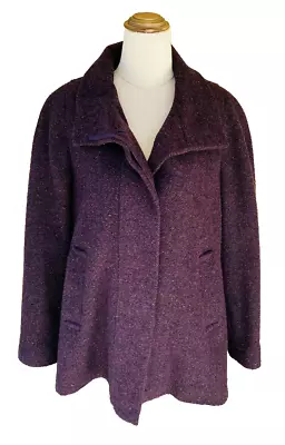 John Lewis Womens Coat Jacket Wool Berry Tweed  Pockets Winter Size 10 • $14.99