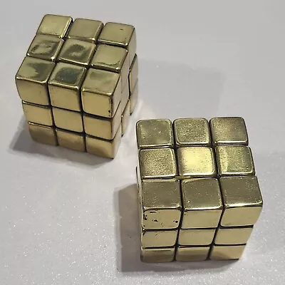 Rare Vintage Retro Collectible Brass Rubik's Rubix Cube Metal Art Puzzle Toy • $500