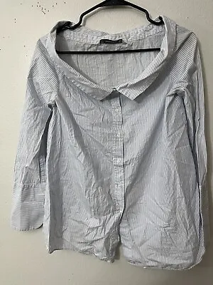 Zara Trafaluc Collection Womens Size S White Off Shoulder Button Down Shirt Top • $12.75