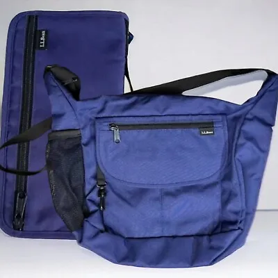 VTG LL Bean Messenger Crossbody Bag With Matching Travel Document Zipper Case • $40